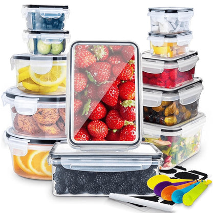 Stackable Food Storage Containers with Lids - Microwave and Freezer Safe Leak Proof Plastic Boxes for Fruits Vegetables and Leftovers, Heavy Duty Reusable Meal Prep Containers for Kitchen Pantry Organization, Available in 24, 48 and 50 Piece Sets