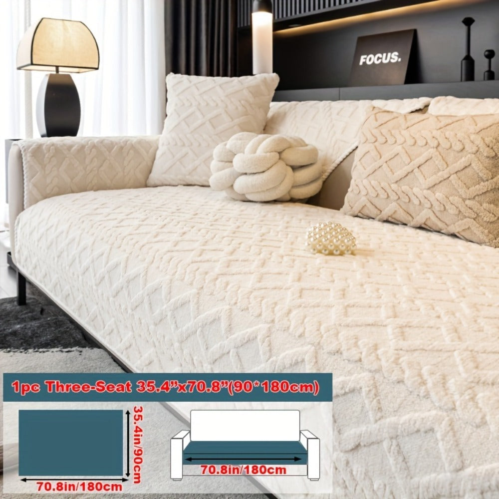 Sofa Cover Plush-Texture Modular Panels for Single to 4 Seats, Backrest, Armrest or Throw Pillow