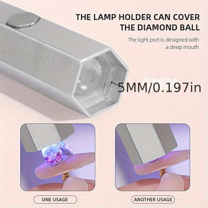 Handheld UV LED Nail Lamp with Magnetic Stand, 20/60s Timer Display, Type-C Port and Five Colors