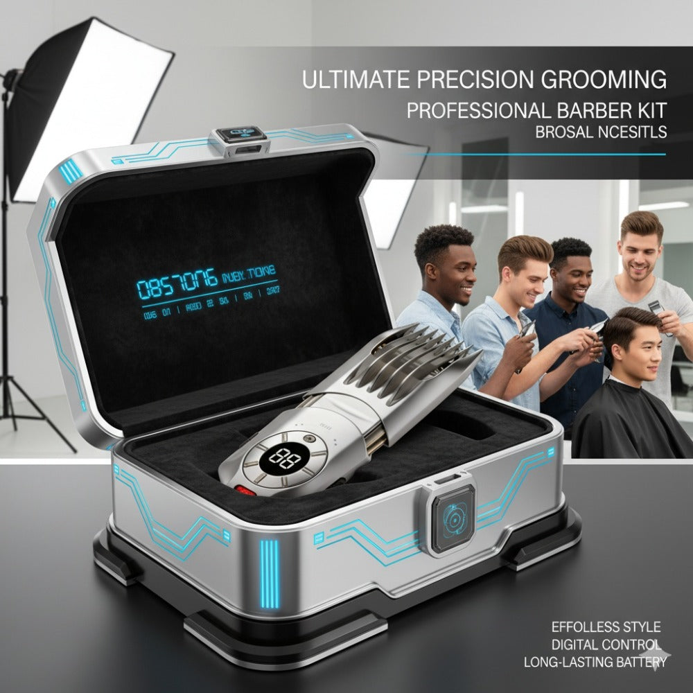 Professional Electric Hair Clipper Set for Men — 5-Speed LED Display Rechargeable Beard Trimmer & Hair Carving Kit, Cordless Home Barber Grooming Set, Father's Day Gift for Men