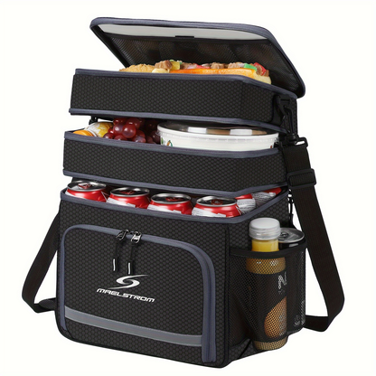 Insulated Lunch Bag for Women Men – Triple Compartment Leakproof Lunch Box with Shoulder Strap, Food-Grade PEVA Lining & 5mm Foam Insulation for Work School