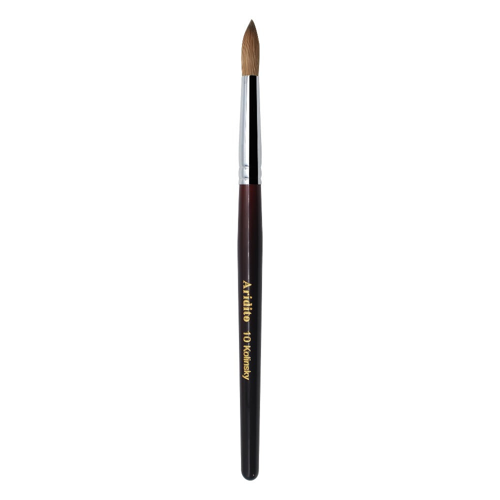 Red-Wine Handle Acrylic Nail Brush in Exact Checkout Sizes #8, #10, #12, #14, #16 or #18 with Pictured Round Tip