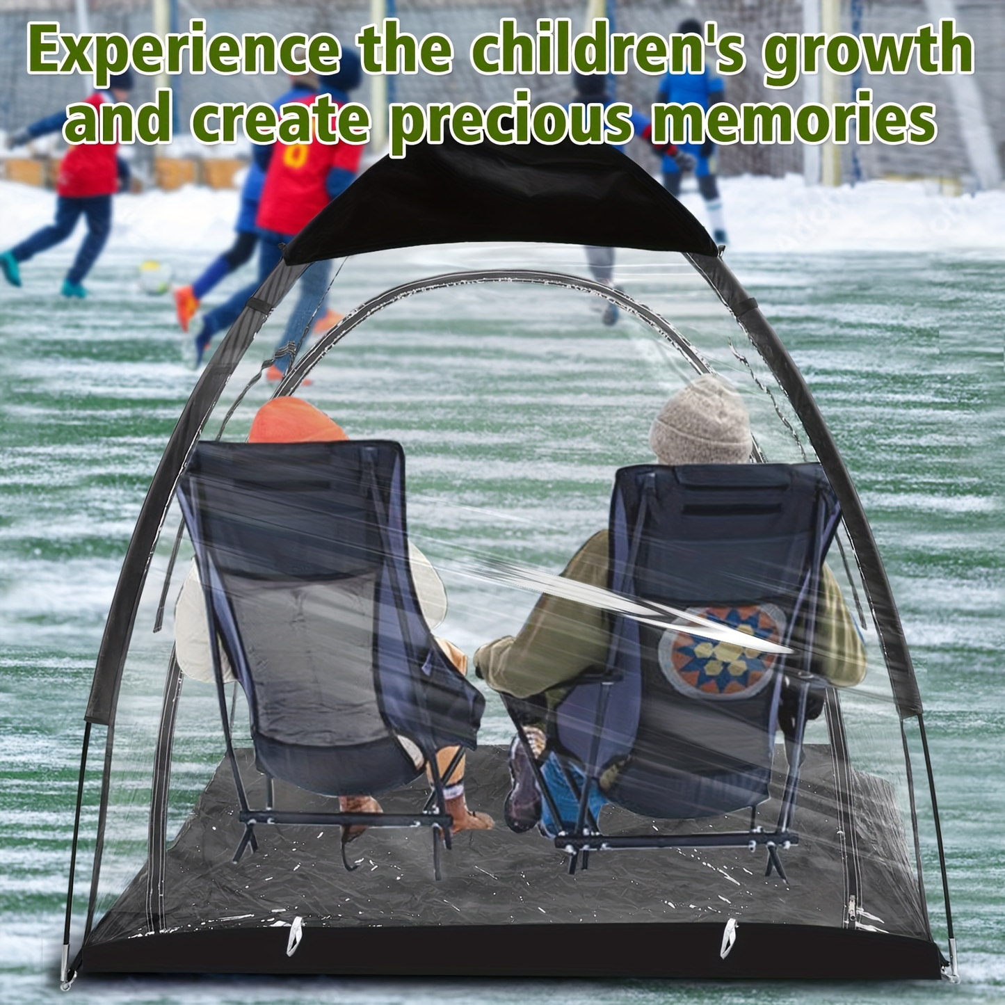 Camping Tent Transparent Oxford Rain Shelter with Ventilation Panels, Zipper Entry and Two Colors