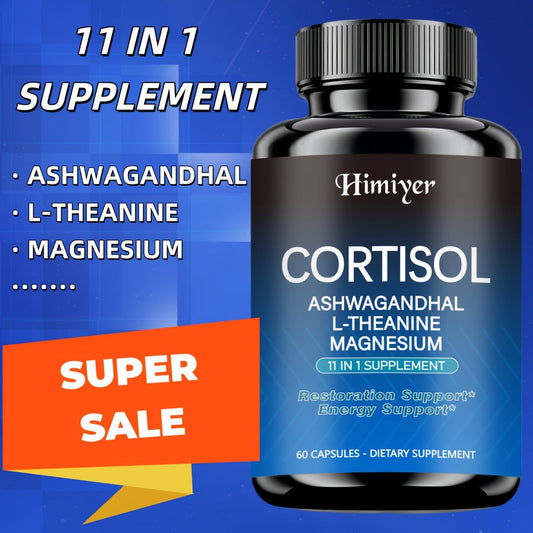 Ashwagandha & Rhodiola Rosea Capsules for Cortisol Control, Energy & Restful Sleep – with L-Theanine & Magnesium for Stress Relief & Mood Support | 60 Capsules | ShopVora UK