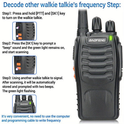 Baofeng BF-888S Walkie Talkie 2-Pack - Long Range UHF Two Way Radio, Wireless Frequency Copy, Portable Ham Radio for Hunting, Hiking, Camping & Emergency
