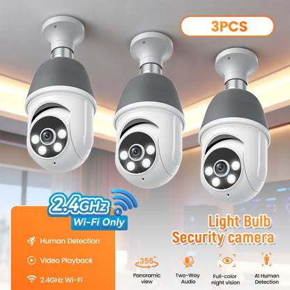 AI Auto Tracking Security Camera 360° Panoramic 1920P, Infrared Night Vision Two-Way Audio 2.4GHz USB Charging