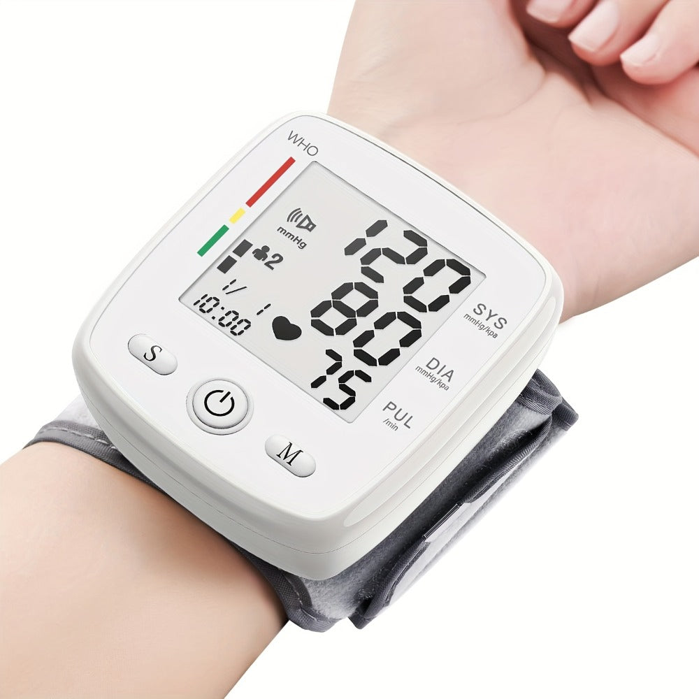Blood Pressure Monitor Wrist Device with Rechargeable Power, Large LCD, Voice Readout and Two-User 198-Reading Memory