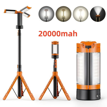 Rechargeable Camping Light with Stand 15000mAh 20000mAh High Capacity LED Tent Lamp - Portable Battery Powered Lantern for Camping Hiking Fishing Power Outages Emergency Outdoor Use