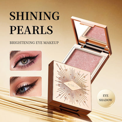 Shimmer Eyeshadow Palette 5 Shades Glowing Waterproof Creamy Blendable Formula with Built-in Mirror - Luxury Packaging Radiant Finish Starlight Tea Brown Eye Makeup Gift Women