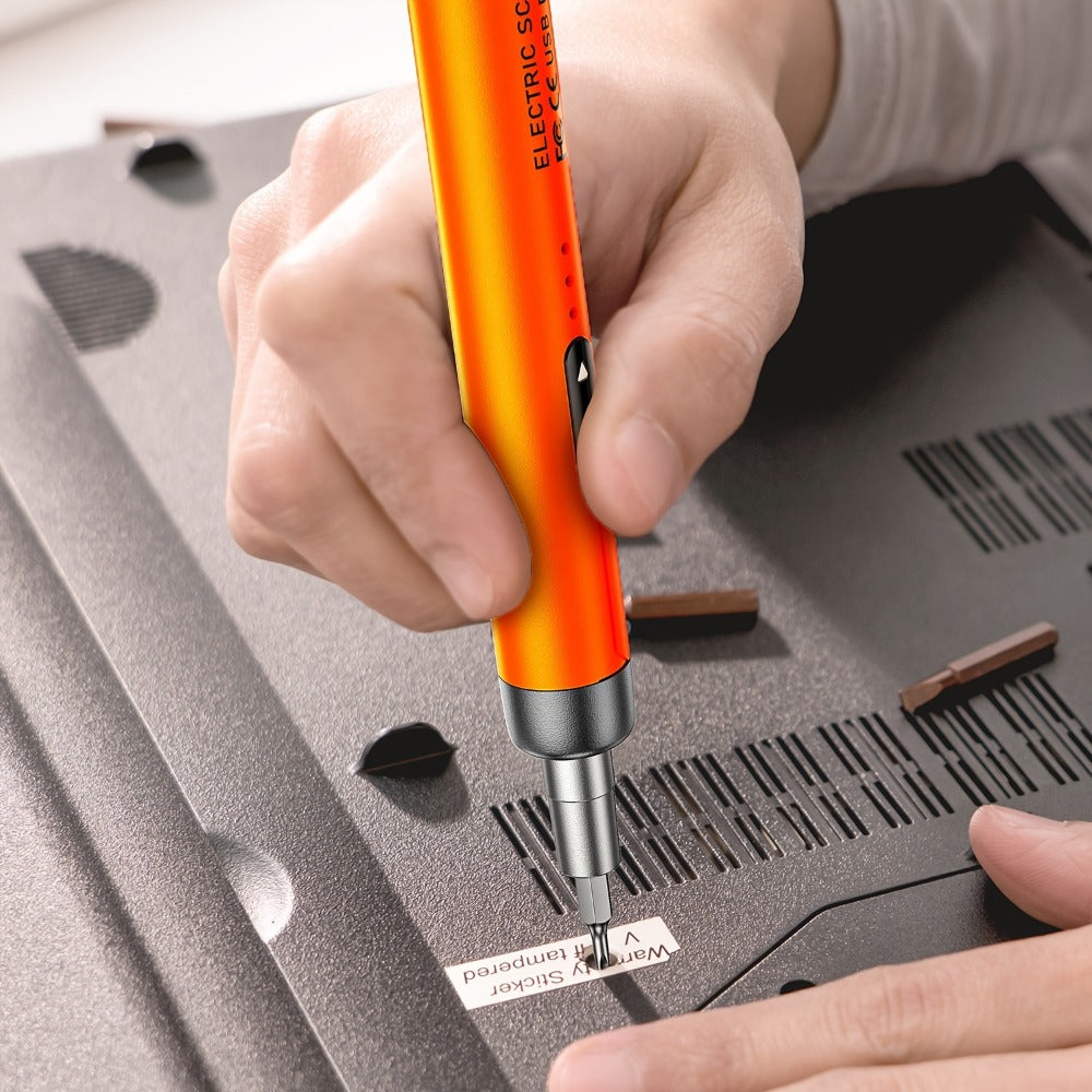 USB-Rechargeable Precision Electric Screwdriver Kit with 38 Magnetic Bits in Five Handle Colors