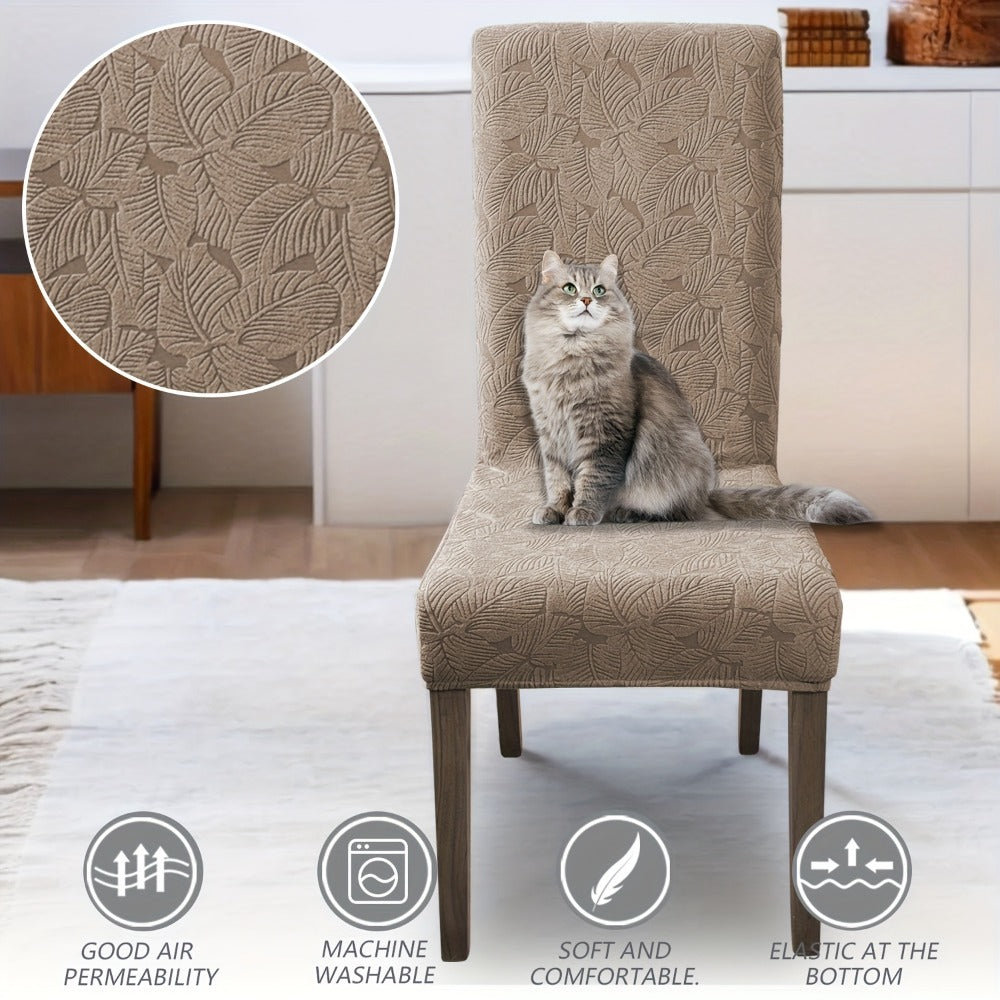 Stretch Dining Chair Covers Set of 4/6 - Plant Print Slipcovers for Dining Room Kitchen Chairs, Elastic Parsons Chair Protector, Home Decor