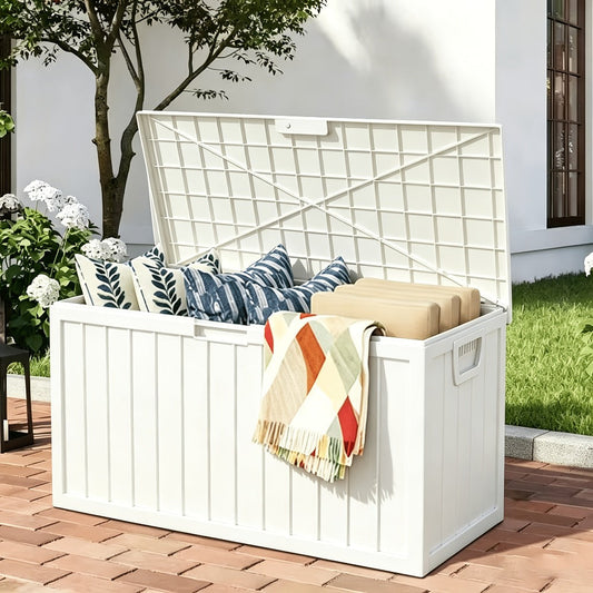 75 Gallon Outdoor Storage Box Waterproof Deck Box with Handles & Wheels – Large Patio Storage Cabinet for Pool Accessories, Garden Tools & Outdoor Furniture | Easy Assembly Lockable Deck Storage Chest