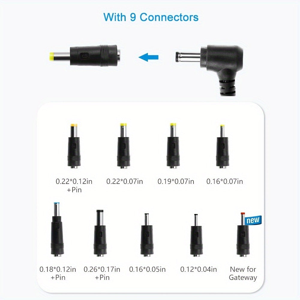 Fixed 19V 3.42A 65W Power Adapter with No-Tip or Nine-Tip Connector Configuration and US Cord
