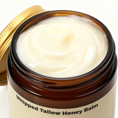 Body Cream 2-Pack Whipped Tallow Honey Balm in 120g Jars for Face, Hands and Everyday Body Care