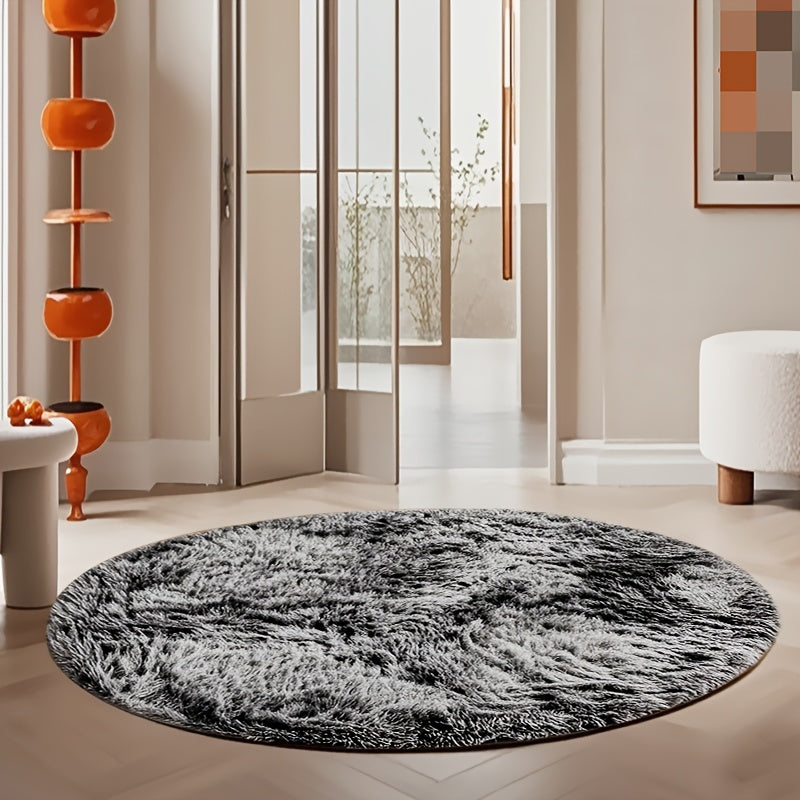 Area Rug Fluffy Faux-Fur Shag in Solid, Tie-Dye and Ombre Colors with Six Retained Room Sizes