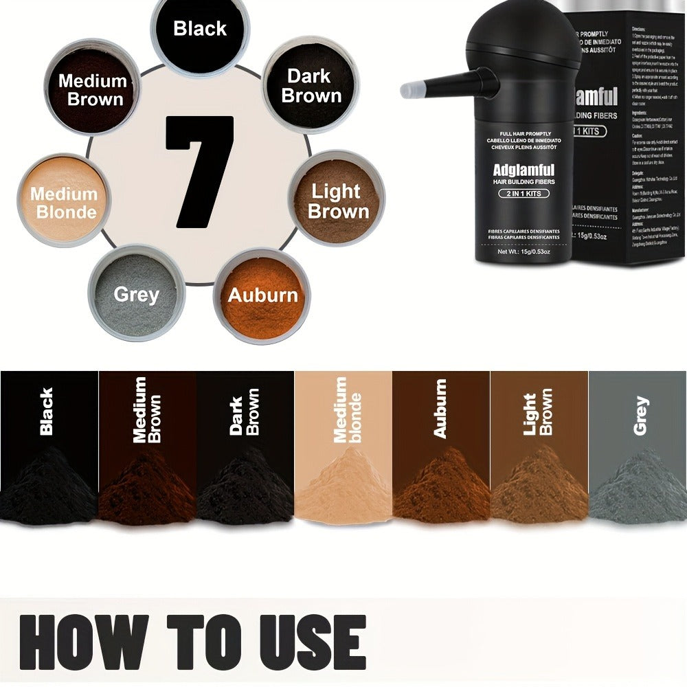 15-Gram Hair Fiber Kit with Directional Spray Applicator in Four Black and Brown Shade Options