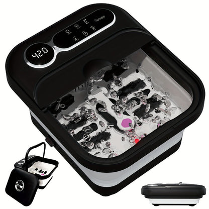 Collapsible Foot Spa with Heater, Temperature Control, Bubbles, Six Rollers and Two Color Options