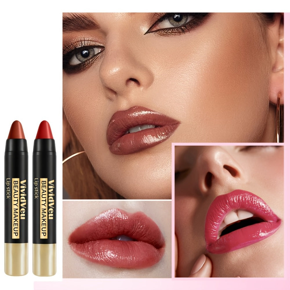 Six-Piece Lipstick Pen Set with Black-and-Gold Cases, Six Pictured Shades and 10.8 cm Stick Length