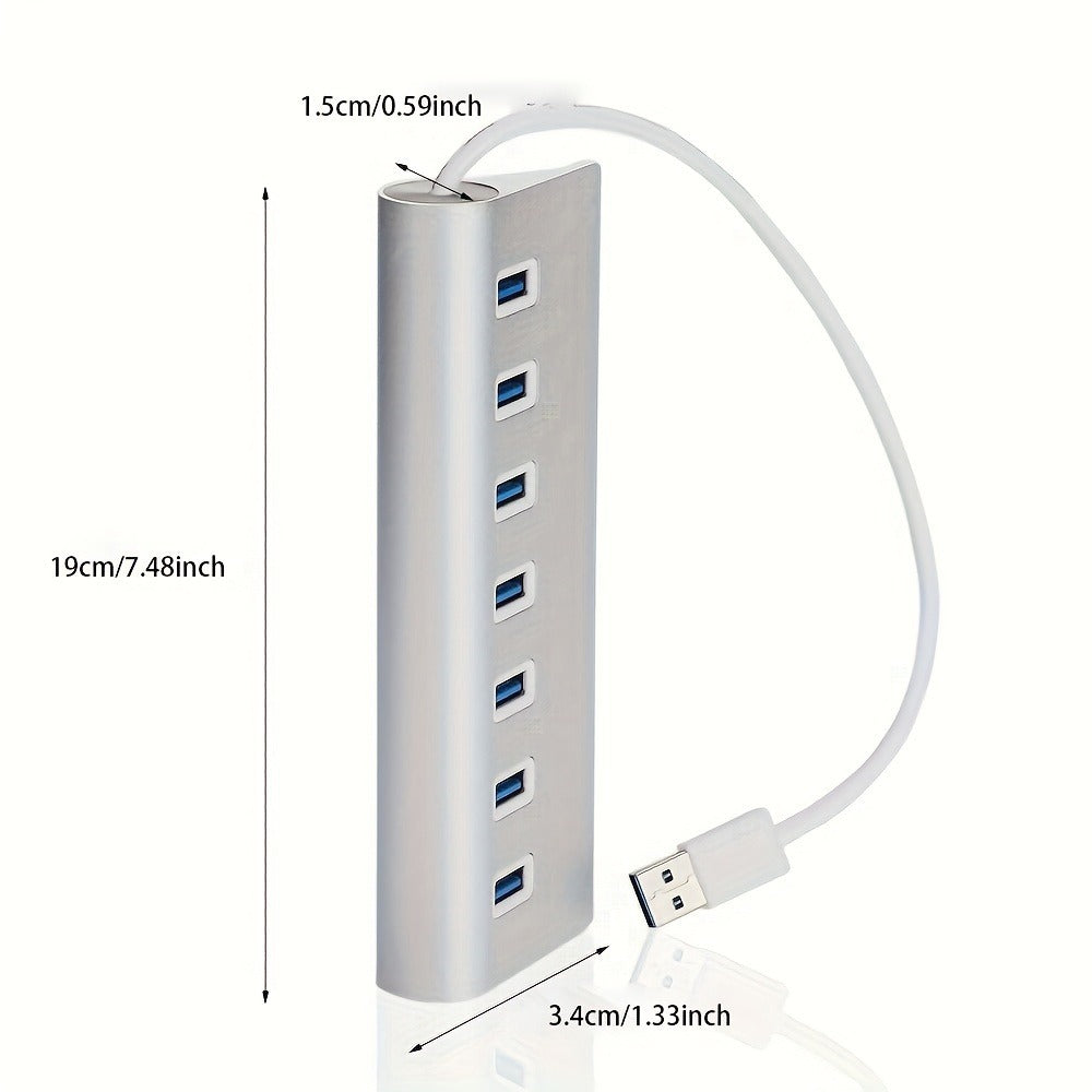 7-Port USB 3.0 Hub 5Gbps Data Splitter for Office, PC, Laptop, MacBook – High-Speed USB Expander with Individual Port Extension, Plug and Play, No Driver Needed