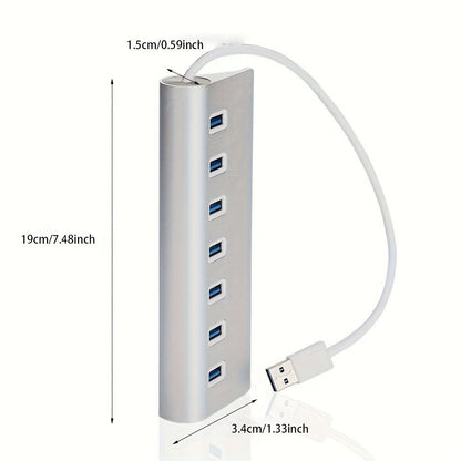 7-Port USB 3.0 Hub 5Gbps Data Splitter for Office, PC, Laptop, MacBook – High-Speed USB Expander with Individual Port Extension, Plug and Play, No Driver Needed