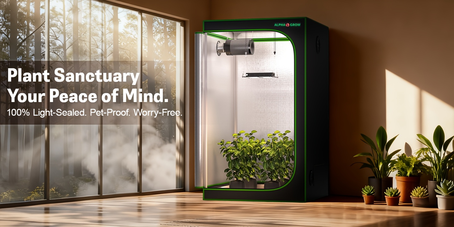 ALPHAGROW Grow Tent Greenhouse Portable 2X2/3X3/4X2/4X4 Ft High Reflective 1680D Mylar Canvas with Observation Window And Floor Tray for Hydroponic, Mushroom, Flower Indoor Plant Growing Home