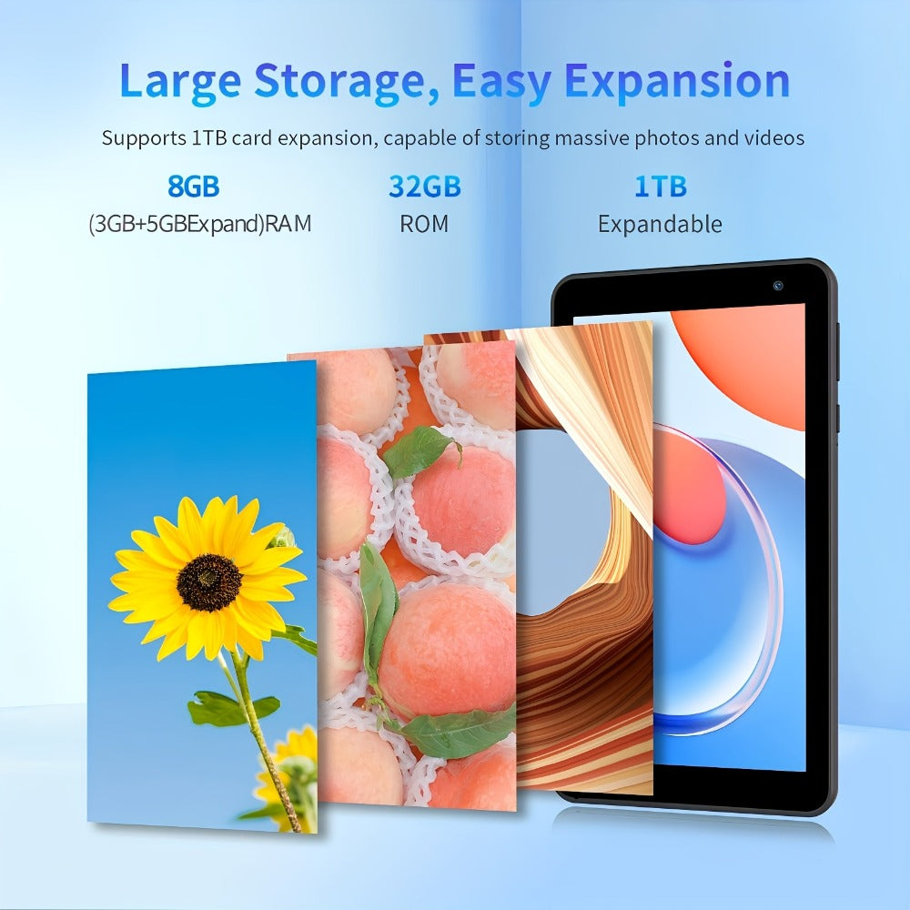 Android Tablet 7-Inch with Android 15, 8GB Total RAM, 32GB Internal Storage and Dual-Band WiFi 6