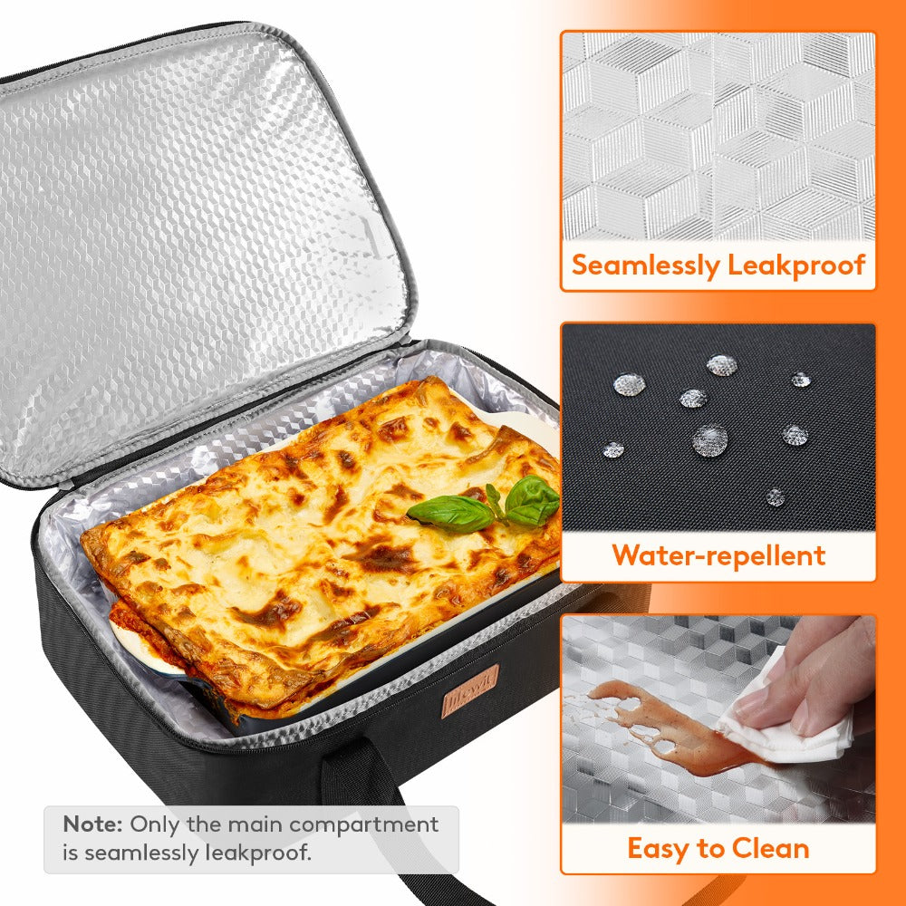 Insulated Casserole Carrier, 15.7-Inch Baking Dish Bag in Single or Double-Deck Configurations