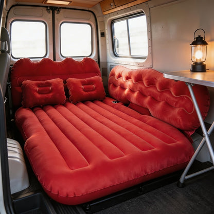 Inflatable Car Bed Plush Folding Design with Storage Bag & Tool Kit Soft Skin-Friendly Comfortable Outdoor Car Air Mattress for Camping Travel Road Trip, Multiple Colors