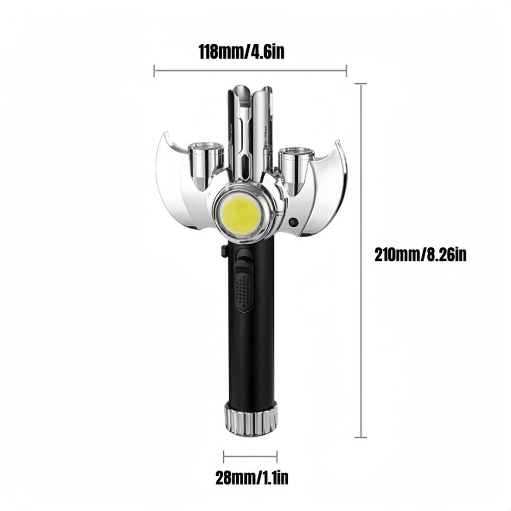 Multi-Nozzle Metal Torch Lighter with COB Auxiliary Light and Black or Silver-Tone Finish Options
