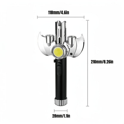 Multi-Nozzle Metal Torch Lighter with COB Auxiliary Light and Black or Silver-Tone Finish Options
