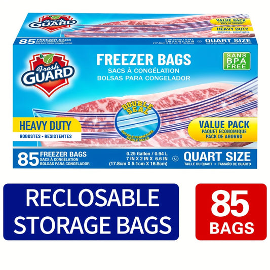 Food Storage Bag Kitchen Organizer 85-Piece Resealable 0.25-Gallon Pack for Pantry, Fridge or Freezer