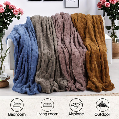 Quilted Flannel Throw Blanket – 180-200gsm Soft Warm All-Season Bed Cover, 17 Patterns, Rhinestone & Checker Designs, 2 Sizes