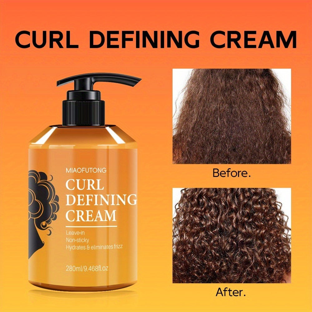 Curl Defining Cream with Argan Oil 280ml Frizz Control Moisture Lock Hydrating Styling Conditioner – Enhances Shine Boosts Volume Heat-Free Curl Definer for Curly Wavy Coily Hair Women