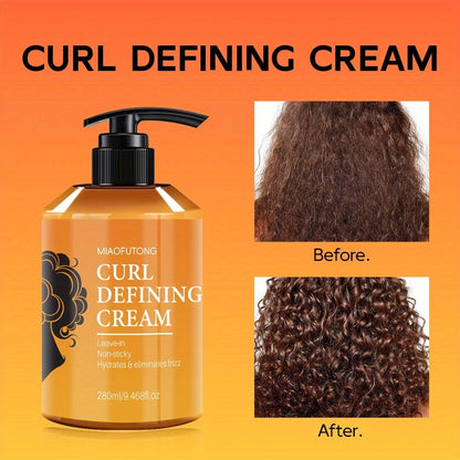 Curl Defining Cream with Argan Oil 280ml Frizz Control Moisture Lock Hydrating Styling Conditioner – Enhances Shine Boosts Volume Heat-Free Curl Definer for Curly Wavy Coily Hair Women