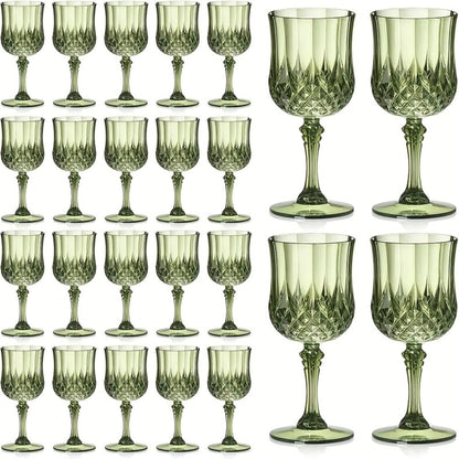 Plastic Wine Glasses 24 Pack 7oz – Unbreakable Crystal Vintage Champagne Flute Glasses Reusable Drinkware for Wedding Party Outdoor Events Kitchen