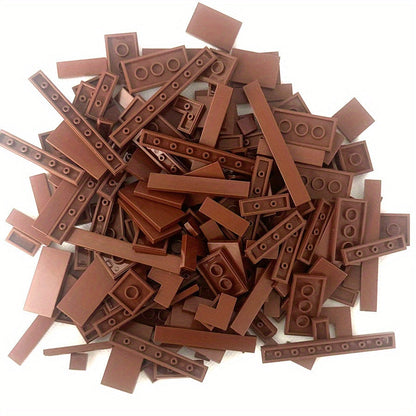 Flat Tile Building Block Refill Set with 150 Pieces in 1x1, 1x2 and 1x6 Sizes, Six Color Options