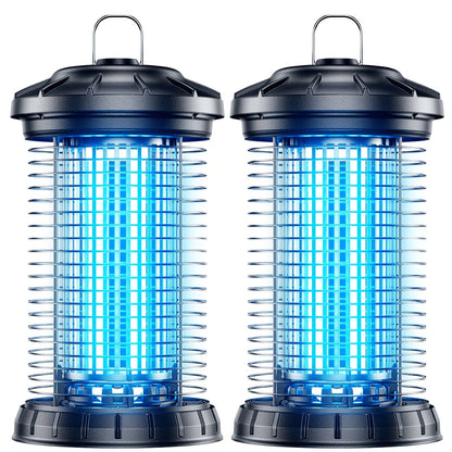 Cylindrical Plug-In Bug Zapper with Blue Grid Light in Black Single or Two-Piece Upgrade Options