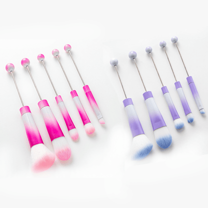 Makeup Brush Set, 10-Piece Bead-Ready ABS Handle Collection with Polyester Bristles and Eleven Color Options
