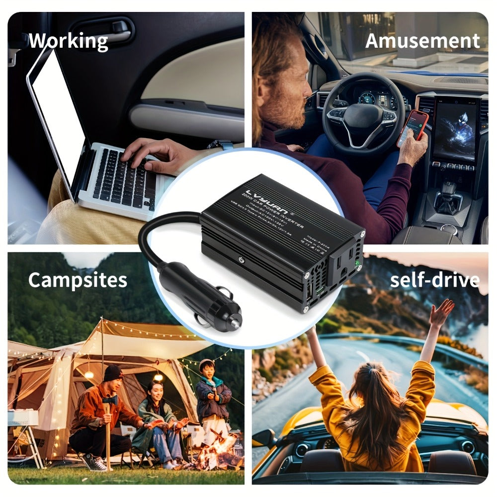 Car Power Inverter 500W 12V to 110V AC Outlet Converter with QC3.0 USB Port for Vehicle Boat Truck RV Portable Auto Power Adapter 200W Rated American Standard Socket Black Red