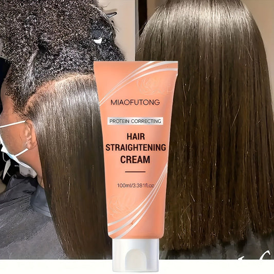 Frizz Control Hair Straightening Cream with Protein 100ml 3.38oz | Deep Hydrating Smoothing Treatment | Strengthens & Softens | Non-Greasy Lightweight Formula for All Hair Types Women & Men