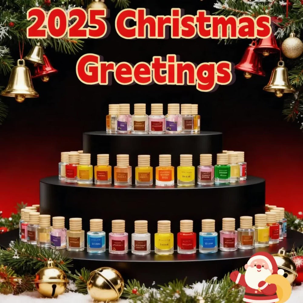 Car Air Freshener 18-Pack Hanging Diffuser Bottles with Six Random Scents and Adjustable Wood Caps