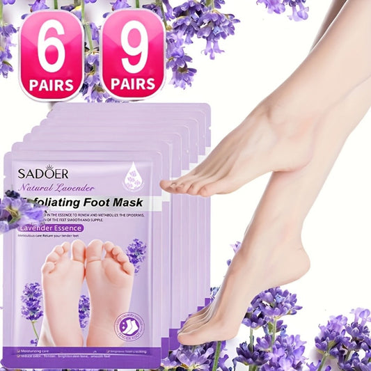 Lavender Foot Mask Socks Deep Hydrating Moisturizing Foot Care Treatment – Soft Smooth Skin, Portable Home Travel Spa, Value Pack 6 Pairs or 9 Pairs