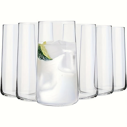 Drinking Glasses Set of 6 – 17.5oz Large Clear Crystal Glass Cups, Lightweight Glassware Set for Water, Juice, Iced Tea, Mojito, Cocktails, Kitchen & Bar Use, Holiday Entertaining