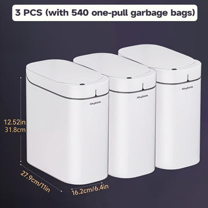 Sensor Trash Can Self-Emptying 3.8 Gallon with Drawstring Bags - Hands Free Infrared Smart for Home Cooking, Dining and Outdoor Meals