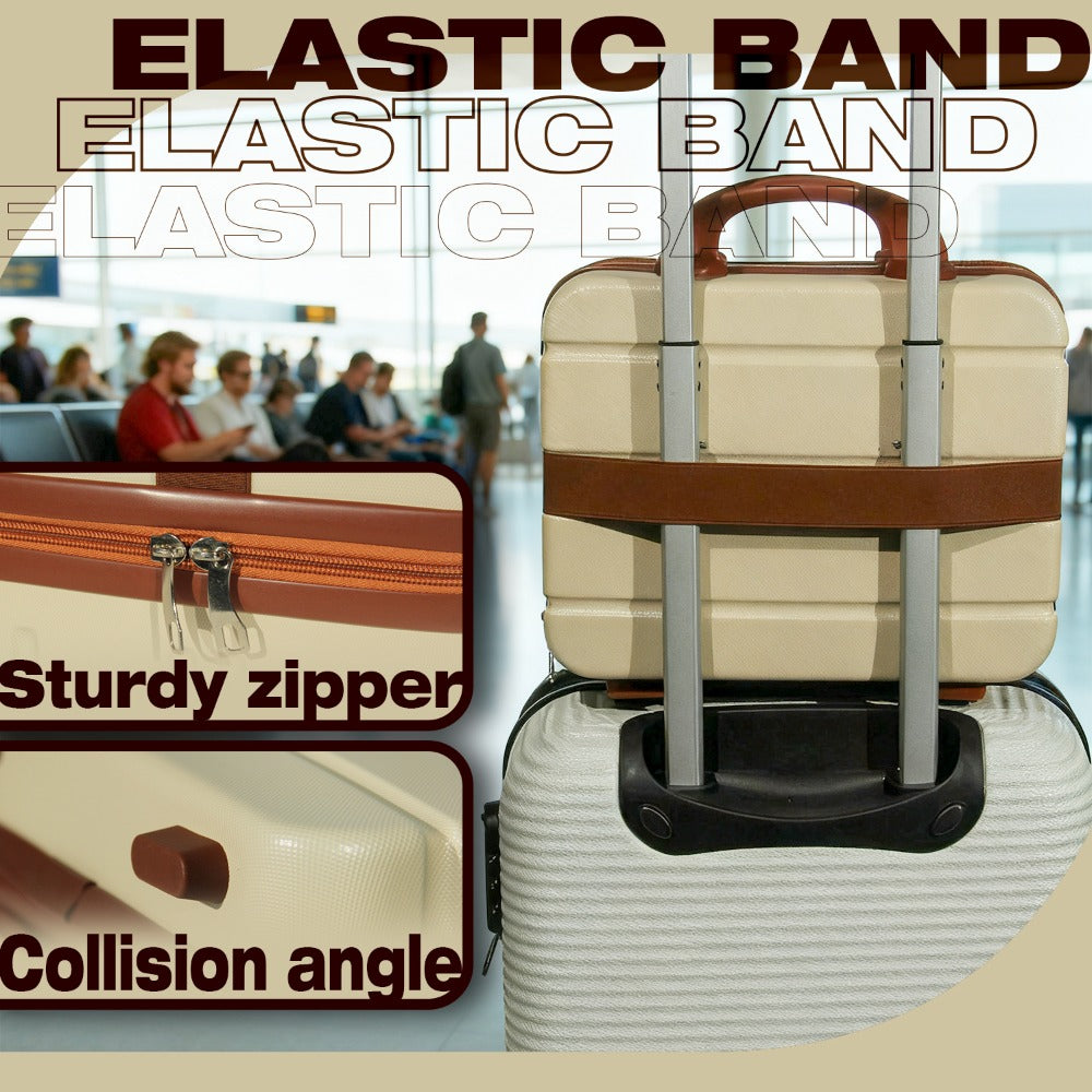 Hard Shell Makeup Travel Case Waterproof Pressure-Proof Portable Cosmetic Suitcase with Elastic Band Luggage Attachment Carry-On Organizer for Women Travel Camping Gym 30x25x15cm