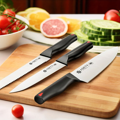 15-Piece Kitchen Knife Set with PP Handle, Professional Chef Knife Set with Block, Stainless Steel Sharp Blade, Ergonomic Non-Slip Handle, Home Cooking & Restaurant Knife Set