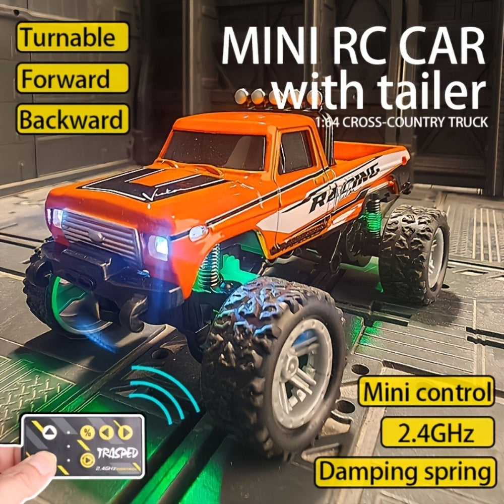 Mini Remote Control Pickup Truck with Detachable Trailer, Five Color Options and Spring Suspension