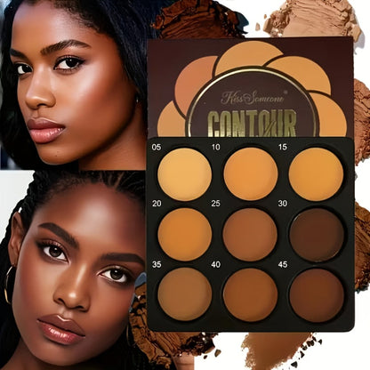 Matte Contour Palette 9 Colors Face Contouring Bronzer Kit Deep Brown Tones Buildable Blendable Multi-Use multi-use Sculpting Makeup for