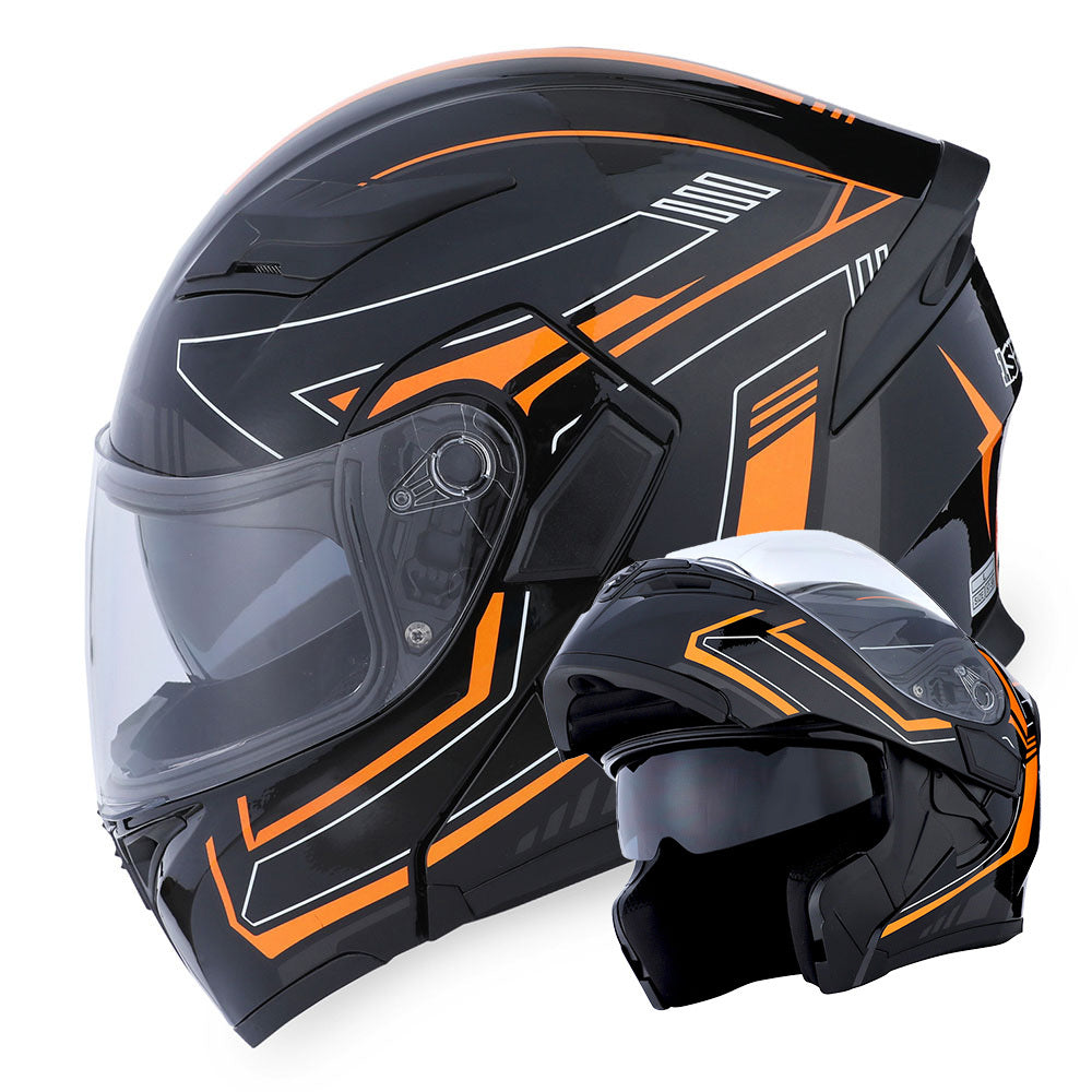 Motorcycle Modular Full Face Helmet Flip Up Dual Visor Inner Smoked Shield Lightweight Aerodynamic Thermoplastic Shell Removable Washable Interior for Men Women, Multiple Colors S M L XL