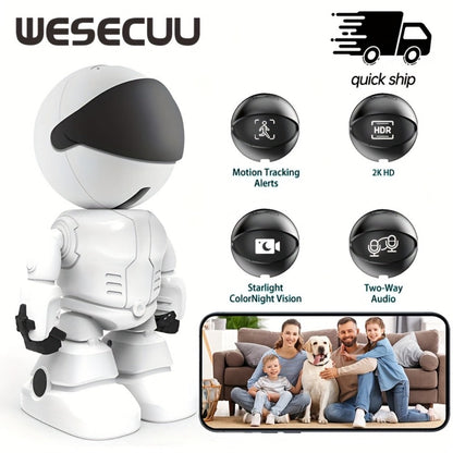 Security Camera 3MP Robot-Style Indoor Model with 360 Pan-Tilt, Auto Motion Tracking and Two-Way Audio